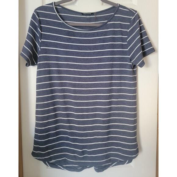 Pink Clover Women's Navy Blue and White Striped Long T-Shirt - Size Small - Picture 5 of 5